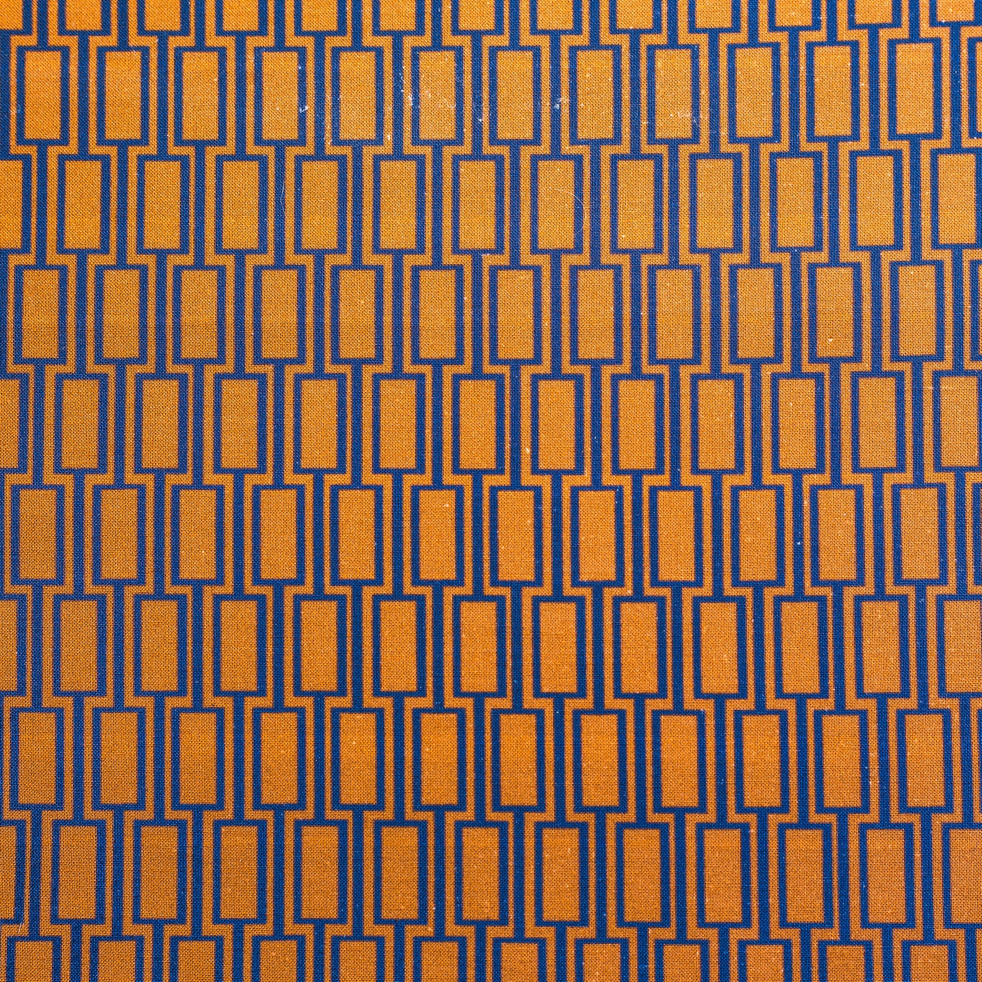 Geometric Print Fabric - Lattice P104/212 Toffee/Plimsoll Blue