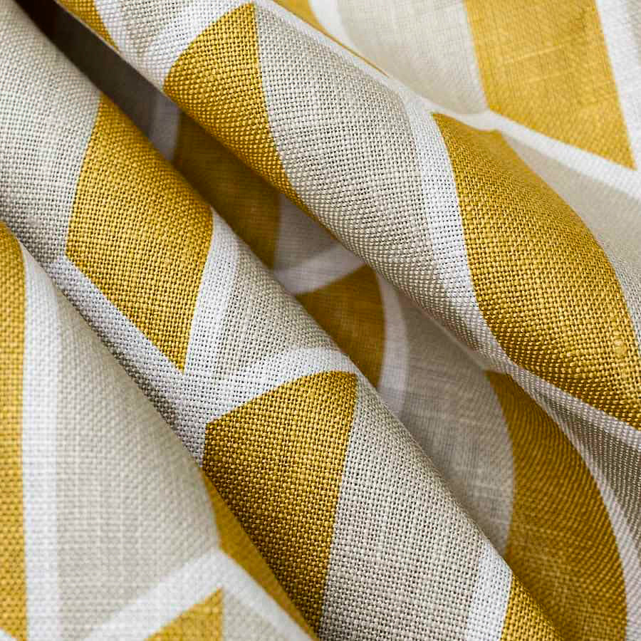 Printed Geometric Fabric - Ryka - Saffron | Nicholas Engert Interiors