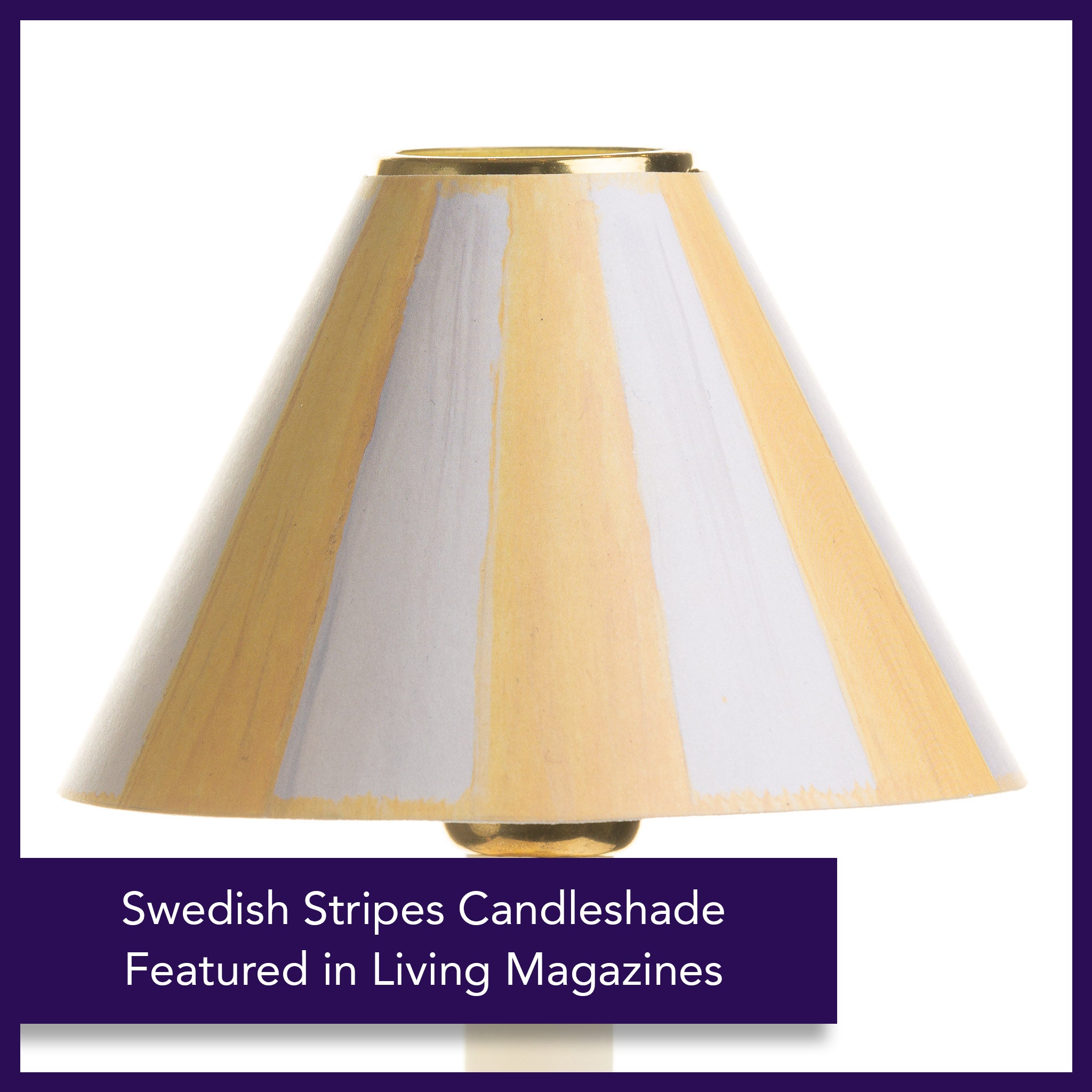 Candle Shade-Printed Card-Swedish Stripes-Yellow & White | Nicholas Engert Interiors