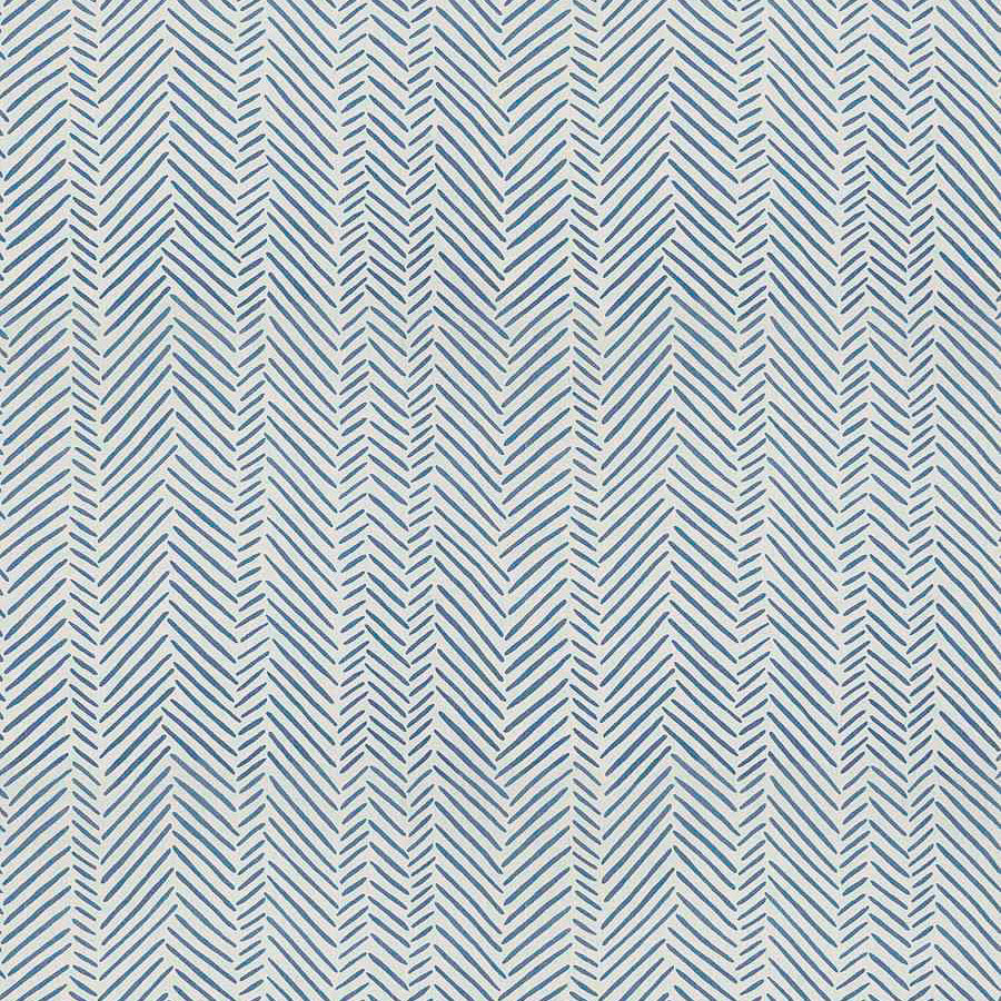 Printed Geometric Fabric - Ziggy - Bluebell | Nicholas Engert Interiors