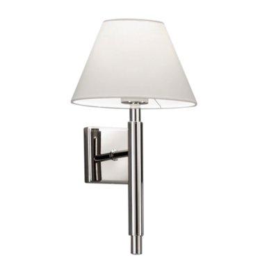 Baulmann polished nickel wall light with off-white chintz shade