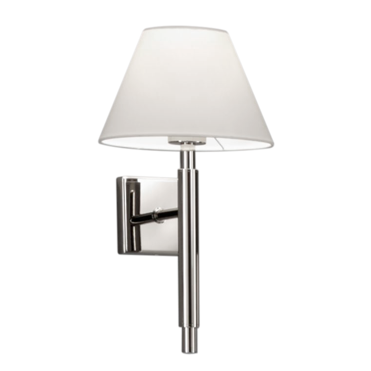 Baulmann polished nickel wall light with off-white chintz shade