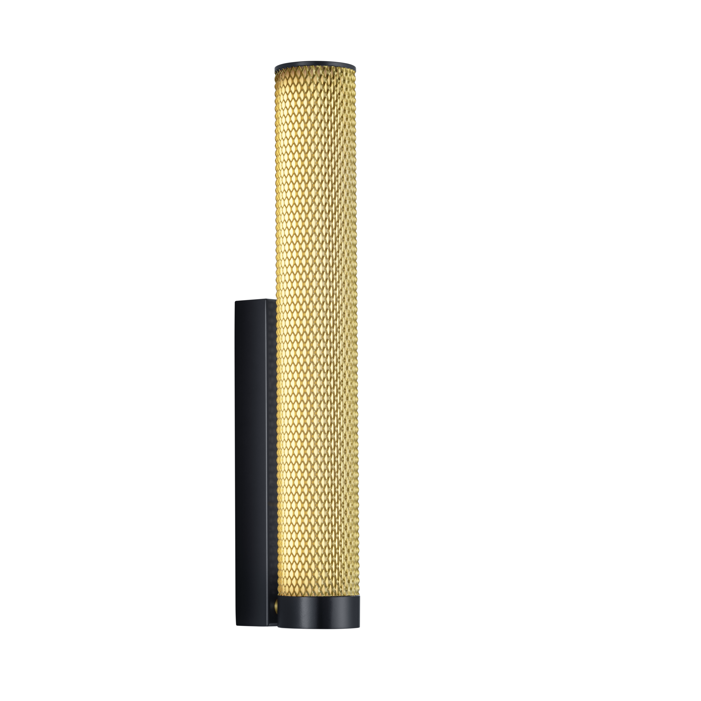 Baulmann dull brass and black LED wall light with metal mesh diffuser