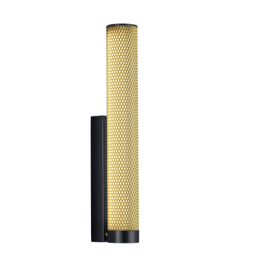 Baulmann dull brass and black LED wall light with metal mesh diffuser