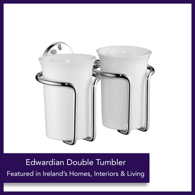 Edwardian Style Chrome Bathroom Twin Tumbler Holder