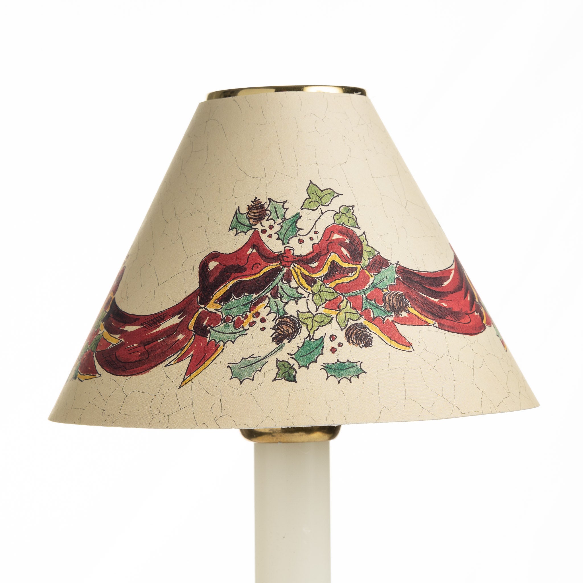 Decorative Candle Shade-Printed Card-Holly & Red Ribbon Swag