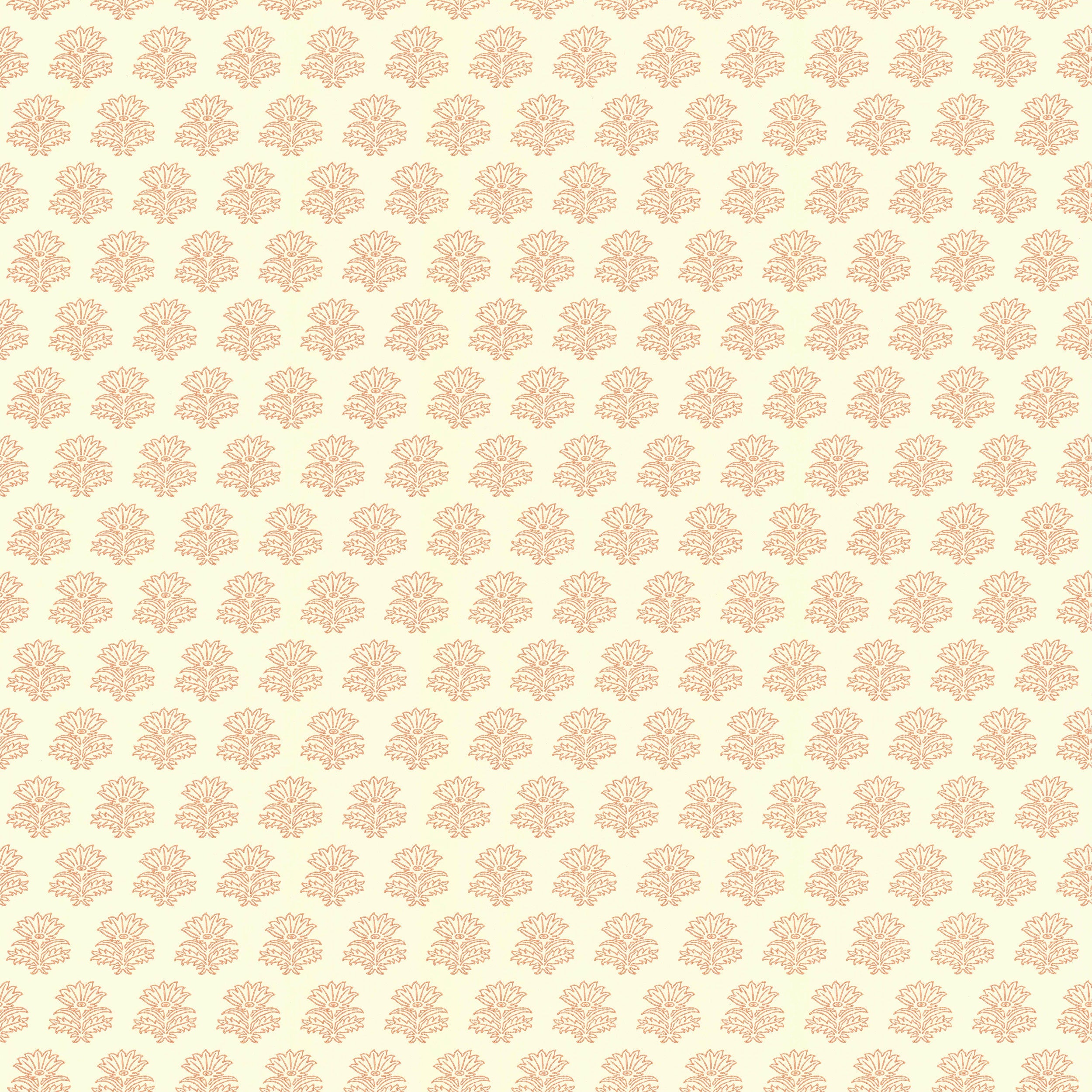 A block-print floral wallpaper pattern, India in Rusty Red.