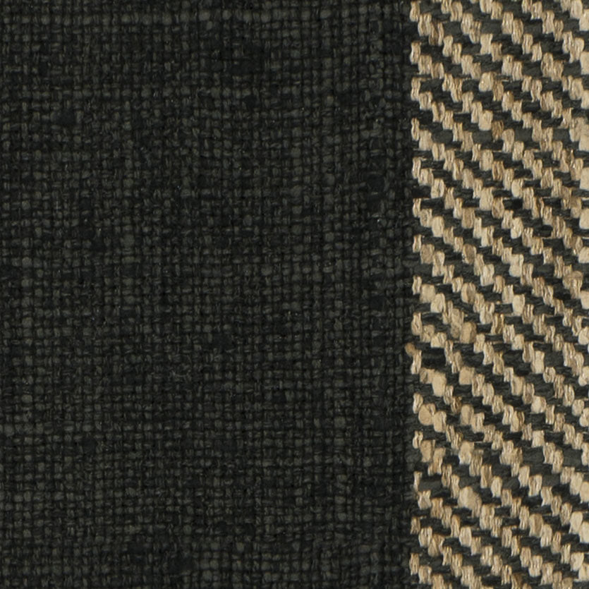 detail of striped upholstery fabric in charcoal colour way