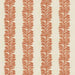 embroidered fabric in clay and cream of leaves in stripe pattern