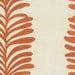 detail of embroidered fabric in clay and cream of leaves in stripe pattern