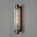 Retro Bathroom wall light fixture in Antique Brass on a grey background