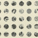 Wallpaper of black and white circular illustrations on a beige background
