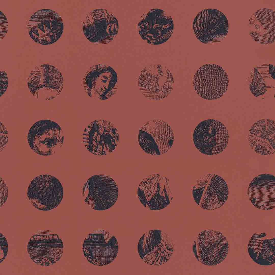 Wallpaper of circular illustrations on a pink background