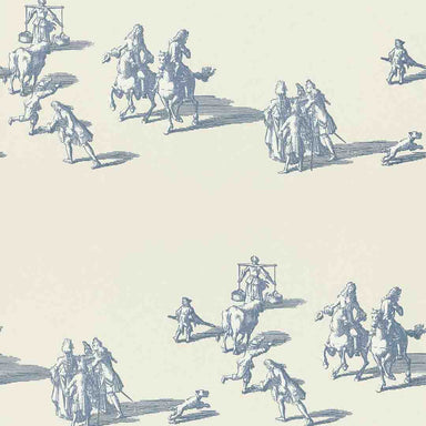 Wallpaper of historical figures on horseback and foot on a light background