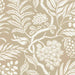White floral and leaf pattern on a beige background