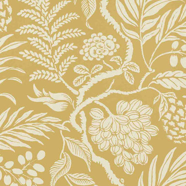 Floral and leaf pattern on a yellow background