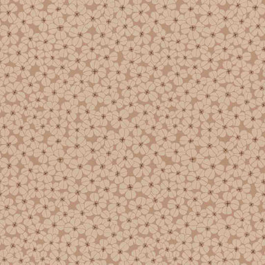 Pattern of small beige & coral flowers on a beige background