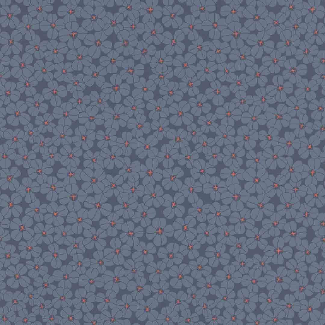 Pattern of small flowers on a indigo blue background