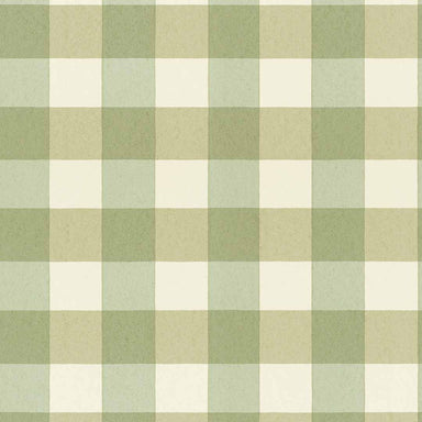 A repeating gingham-style check pattern wallpaper in muted sage green, pale green, cream, and off-white tones, filling the full frame.