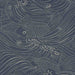 Decorative wallpaper with koi fish and wave patterns on a dark blue background
