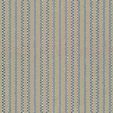 A close-up of a wallpaper pattern featuring vertical stripes in muted blue and warm beige.