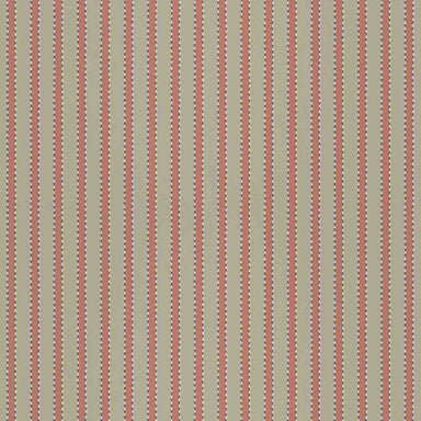 A close-up of a striped wallpaper pattern with vertical bands of muted red, beige, and gray.