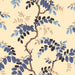 Pattern of blue and black leaves on a beige background