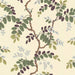 Pattern of green leaves and branches on a beige background