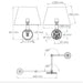 Technical drawing of a lamp with dimensions labeled