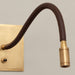 Brass and leather LED reading wall light detail