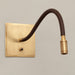Brass and leather LED reading wall light 