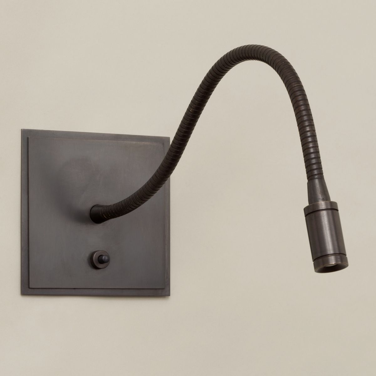 Bronze LED reading wall light with goose neck arm