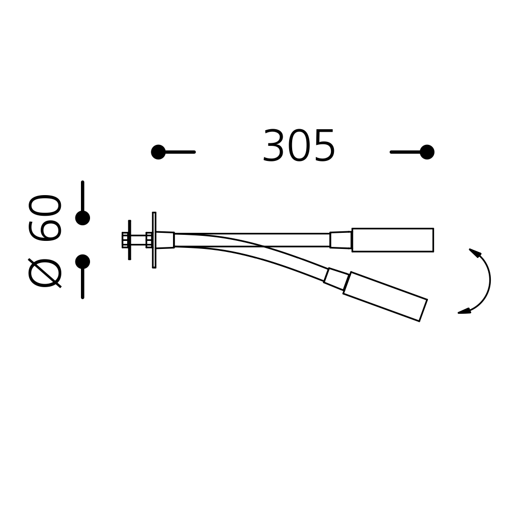 Dimension drawing of reading light