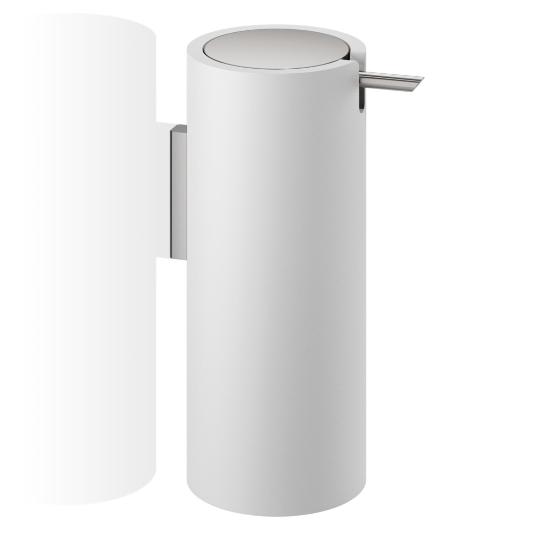 Wall Mounted White and Stainless Steel Soap Dispenser