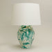 Glazed painted table lamp with cream shade