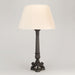 Bronze column table lamp with pleated silk cream lampshade