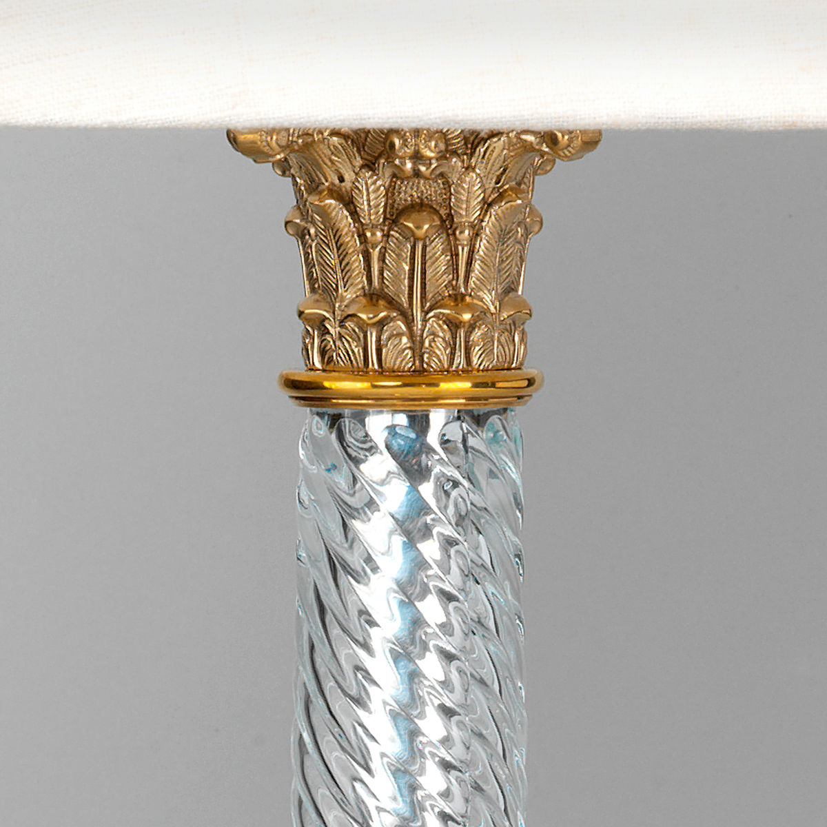 Glass and brass column light detail