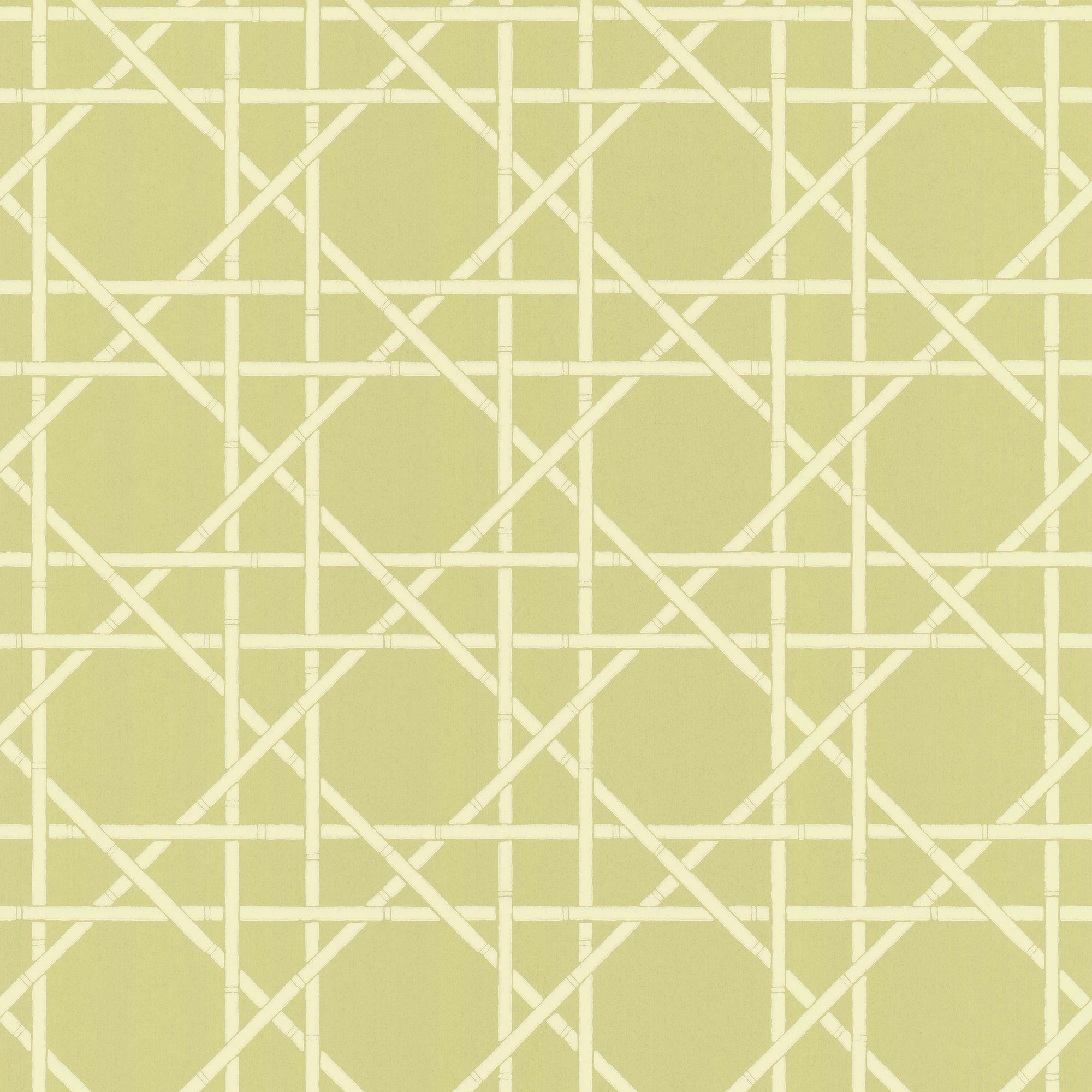 A woven lattice wallpaper pattern, Trellis in Dusty Lemon.