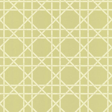 A woven lattice wallpaper pattern, Trellis in Dusty Lemon.