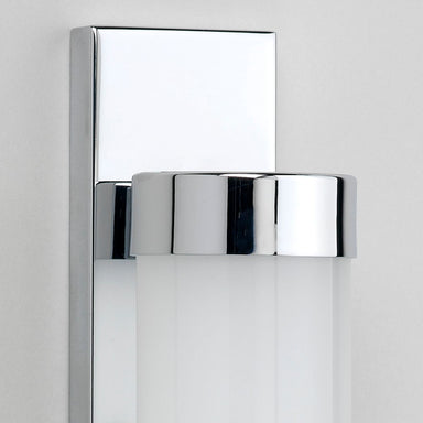 Chrome and opaque glass art deco bathroom light