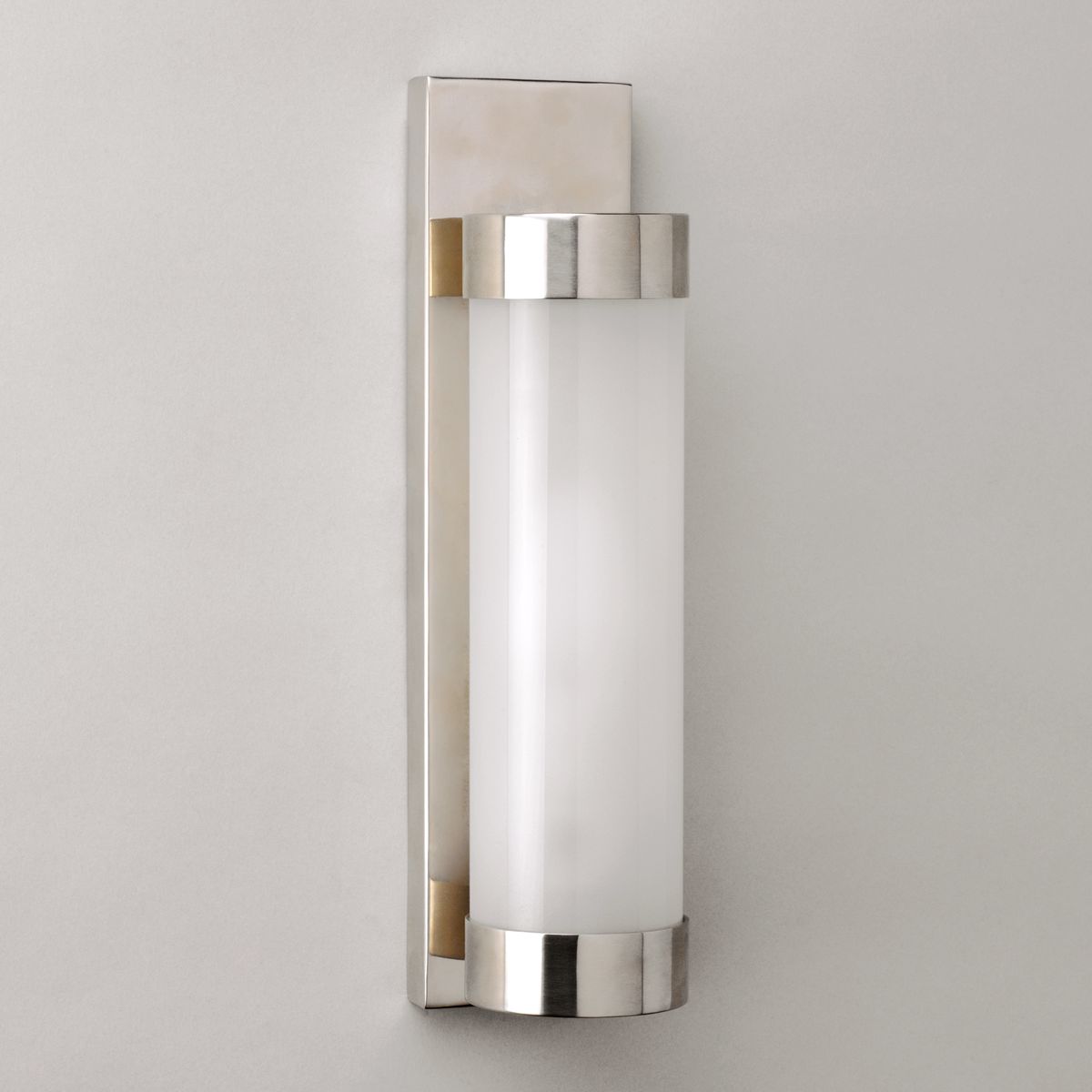 Art Deco bathroom wall light in nickel