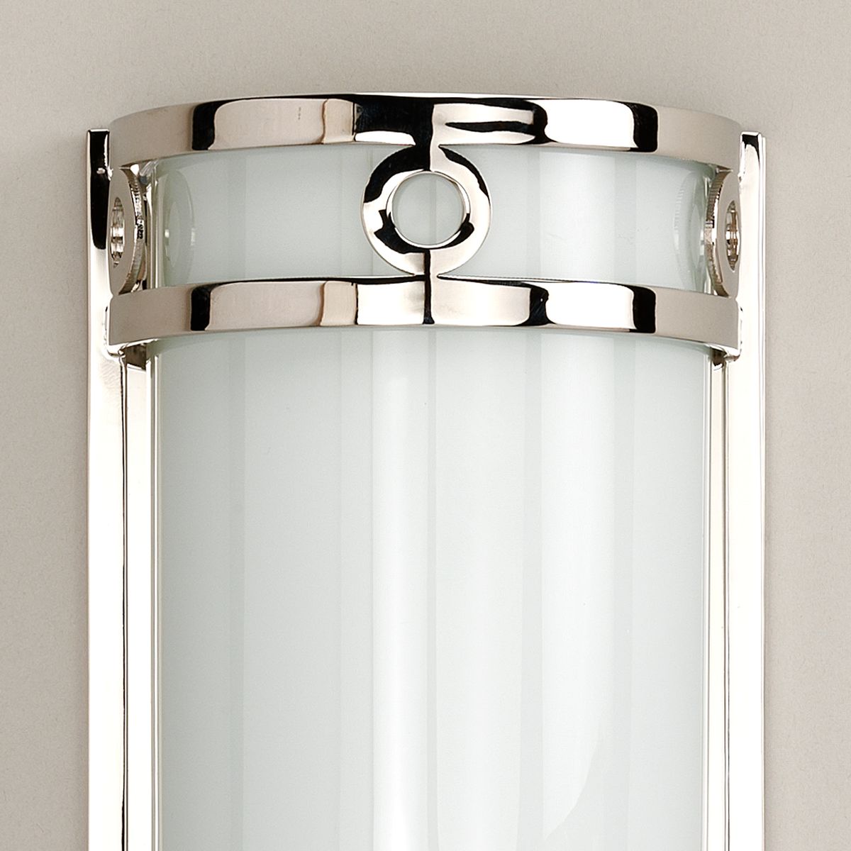 Nickel and glass art deco style wall light detail