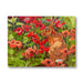 A square canvas art print depicting a brown hare sitting among red poppies and green foliage, shown against a plain white background.