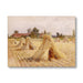 Rustic Berkshire scene of field with corn stooks and church in background 