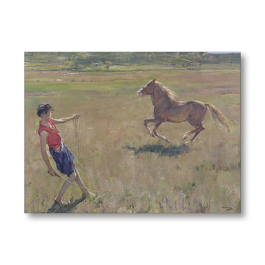 Greetings Card of girl Schooling the Pony, 1929 by John Lavery