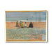 Framed artwork of a beach scene with people sitting and standing.