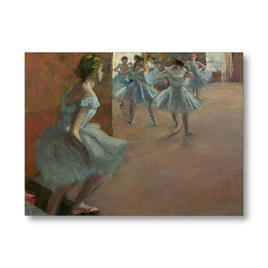 Framed artwork of dancers in a ballet studio by Edgar Degas