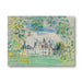 Painting of a castle with greenery on a white background