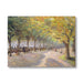 Impressionist-style painting of a tree-lined path with horse-drawn carriages and small figures, shown as a rectangular art print against a light gray background.