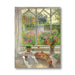 A greetings card print depicting a sunlit window scene with flowers, fruit, and a garden view outside, shown against a plain white background.